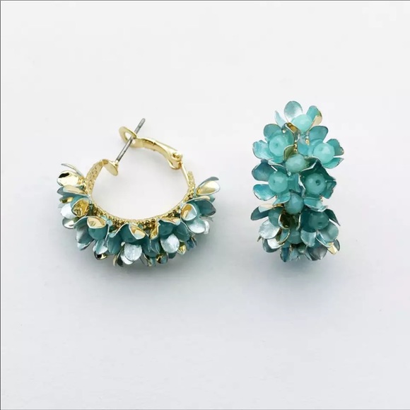 Anthropologie Jewelry - Lila Floral Hoops in Turqupise